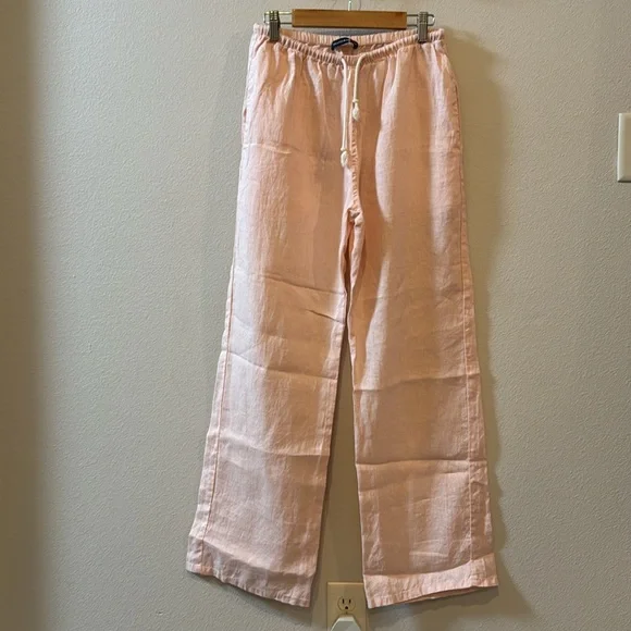 NWOT Small Brandy Melville Anastasia Pink Linen Drawstring Pants! - Picture 6 of 15